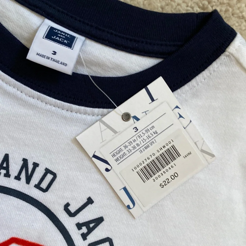Janie and Jack | White Red Blue Tshirt | 3T - Picture 4 of 6